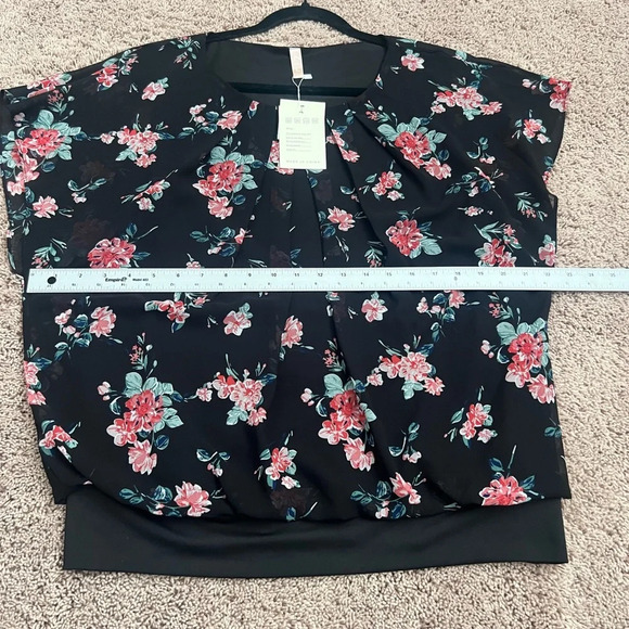 NWT new JINKESI large floral Batwing Short Sleeve Chiffon Top T-Shirt Blouse - Picture 14 of 14